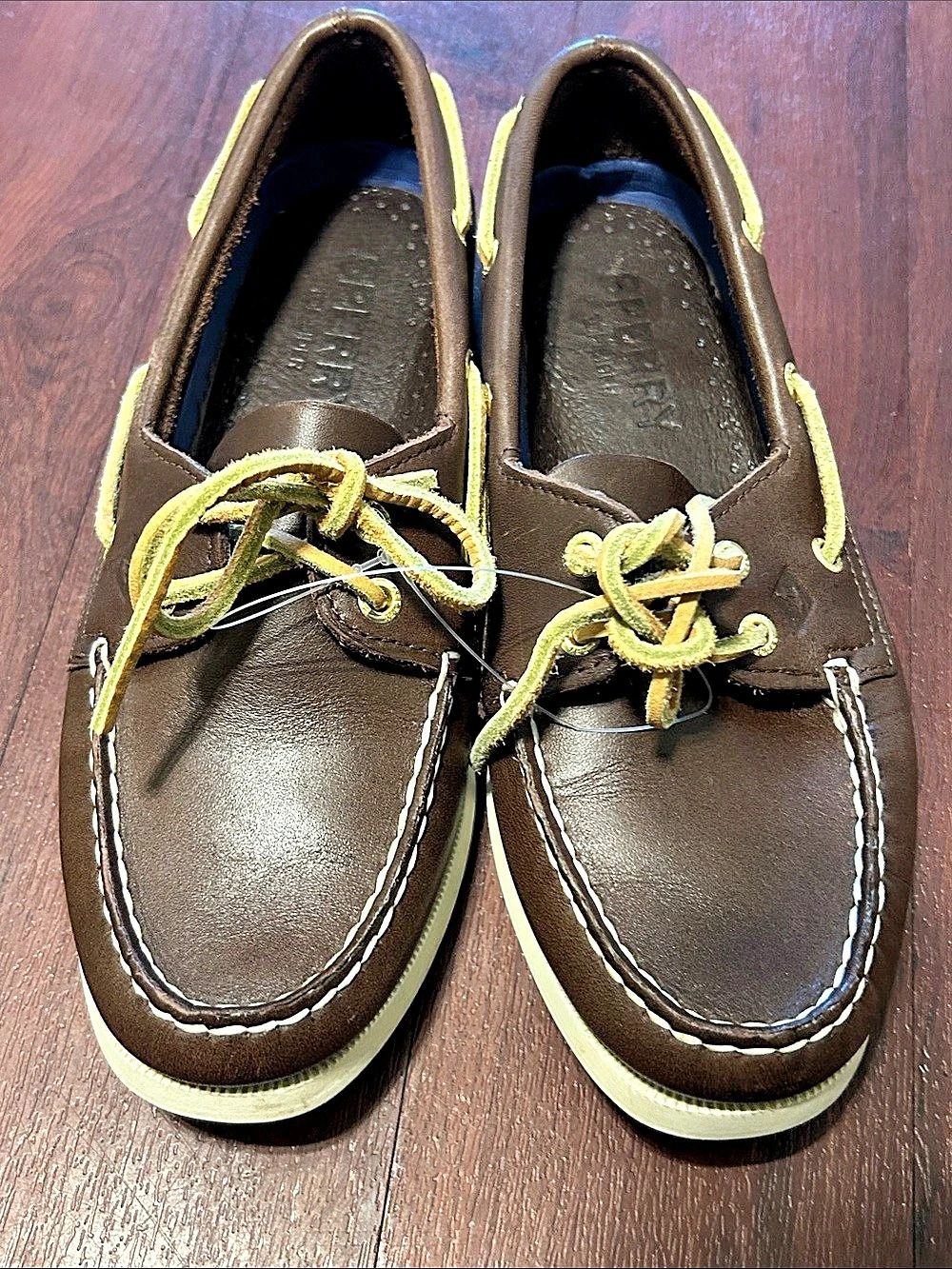 Sperry Authentic Original Shoe Leather Brown & Yellow US 6.5